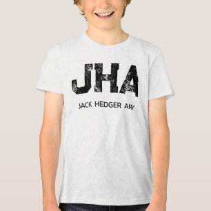 MINIMALISTISCHES SCHWARZES DREIBUCHSTABEN-MONOGRAM Tri-Blend SHIRT