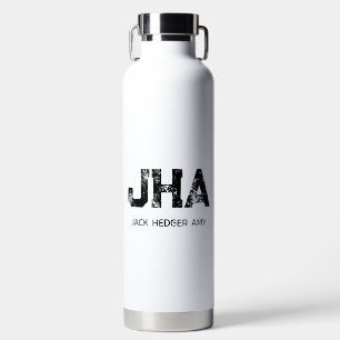 MINIMALISTISCHES SCHWARZES DREIBUCHSTABEN-MONOGRAM TRINKFLASCHE