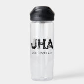 MINIMALISTISCHES SCHWARZES DREIBUCHSTABEN-MONOGRAM TRINKFLASCHE (Rückseite)