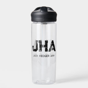 MINIMALISTISCHES SCHWARZES DREIBUCHSTABEN-MONOGRAM TRINKFLASCHE