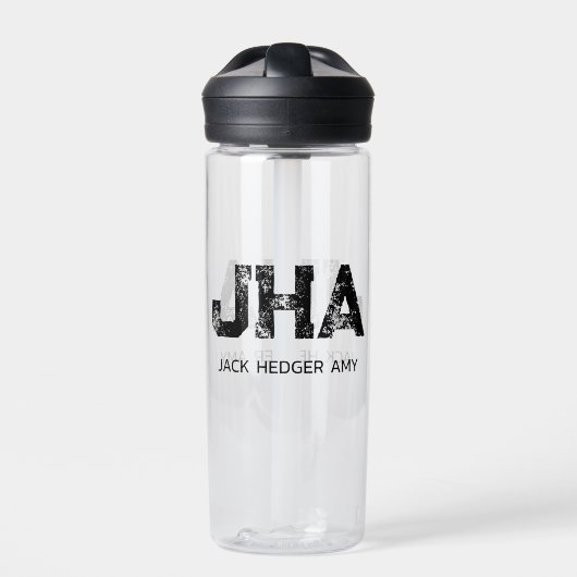 MINIMALISTISCHES SCHWARZES DREIBUCHSTABEN-MONOGRAM TRINKFLASCHE (Vorderseite)