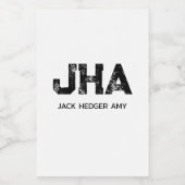 MINIMALISTISCHES SCHWARZES DREIBUCHSTABEN-MONOGRAM WEINETIKETT (Einzelnes Label)