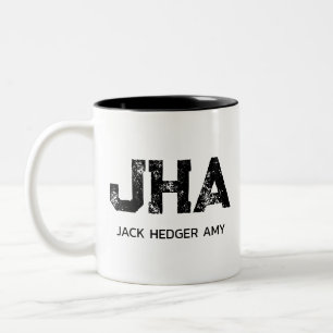 MINIMALISTISCHES SCHWARZES DREIBUCHSTABEN-MONOGRAM ZWEIFARBIGE TASSE