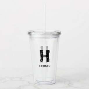 MINIMALISTISCHES SCHWARZES EIN-BUCHSTABEN-MONOGRAM ACRYLTRINKBECHER