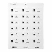 MINIMALISTISCHES SCHWARZES EIN-BUCHSTABEN-MONOGRAM ADRESSAUFKLEBER (Vorne)