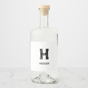 MINIMALISTISCHES SCHWARZES EIN-BUCHSTABEN-MONOGRAM ALKOHOLFLASCHENETIKETT