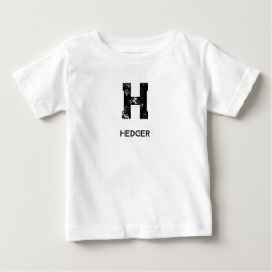 MINIMALISTISCHES SCHWARZES EIN-BUCHSTABEN-MONOGRAM BABY T-SHIRT
