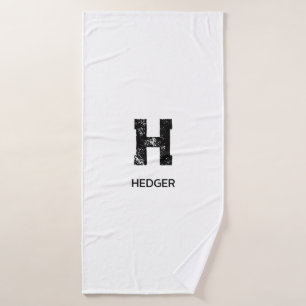 MINIMALISTISCHES SCHWARZES EIN-BUCHSTABEN-MONOGRAM BADEHANDTUCH