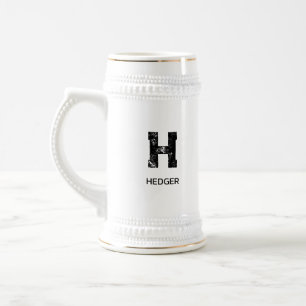 MINIMALISTISCHES SCHWARZES EIN-BUCHSTABEN-MONOGRAM BIERGLAS