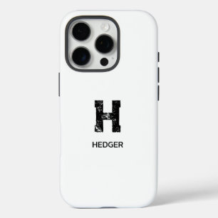 MINIMALISTISCHES SCHWARZES EIN-BUCHSTABEN-MONOGRAM iPhone 16 PRO HÜLLE