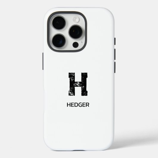 MINIMALISTISCHES SCHWARZES EIN-BUCHSTABEN-MONOGRAM Case-Mate iPhone HÜLLE (Rückseite)