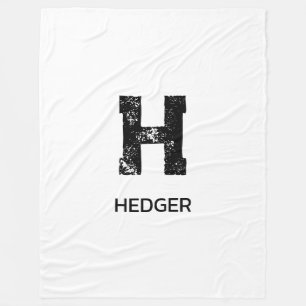 MINIMALISTISCHES SCHWARZES EIN-BUCHSTABEN-MONOGRAM FLEECEDECKE