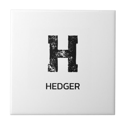 MINIMALISTISCHES SCHWARZES EIN-BUCHSTABEN-MONOGRAM FLIESE (Vorderseite)