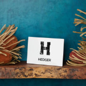MINIMALISTISCHES SCHWARZES EIN-BUCHSTABEN-MONOGRAM FOTOPLATTE (Seite)
