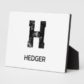 MINIMALISTISCHES SCHWARZES EIN-BUCHSTABEN-MONOGRAM FOTOPLATTE (Seite)