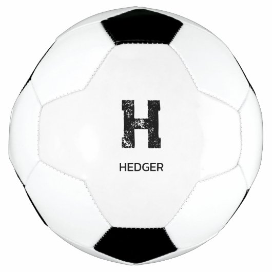 MINIMALISTISCHES SCHWARZES EIN-BUCHSTABEN-MONOGRAM FUßBALL (Vorderseite)