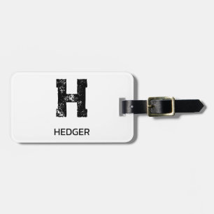 MINIMALISTISCHES SCHWARZES EIN-BUCHSTABEN-MONOGRAM GEPÄCKANHÄNGER