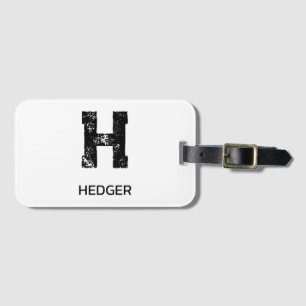 MINIMALISTISCHES SCHWARZES EIN-BUCHSTABEN-MONOGRAM GEPÄCKANHÄNGER