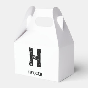 MINIMALISTISCHES SCHWARZES EIN-BUCHSTABEN-MONOGRAM GESCHENKSCHACHTEL