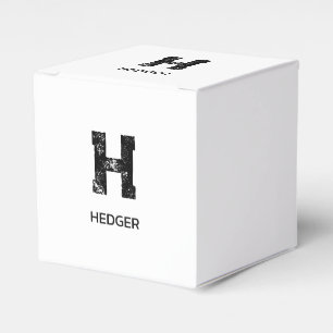 MINIMALISTISCHES SCHWARZES EIN-BUCHSTABEN-MONOGRAM GESCHENKSCHACHTEL