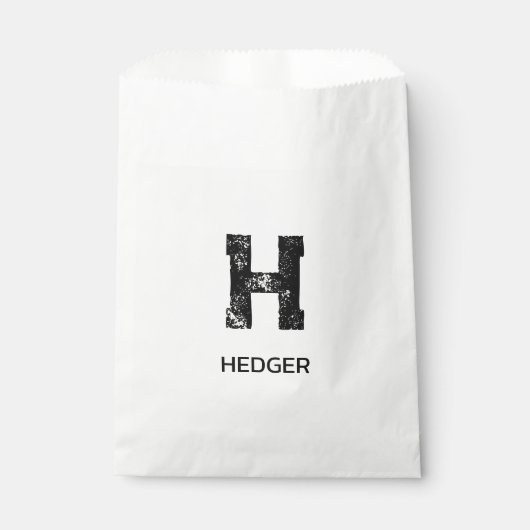 MINIMALISTISCHES SCHWARZES EIN-BUCHSTABEN-MONOGRAM GESCHENKTÜTCHEN (Vorderseite)
