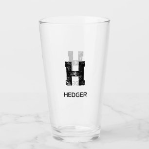 MINIMALISTISCHES SCHWARZES EIN-BUCHSTABEN-MONOGRAM GLAS