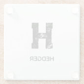 MINIMALISTISCHES SCHWARZES EIN-BUCHSTABEN-MONOGRAM GLASUNTERSETZER (Rückseite)