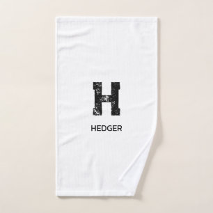 MINIMALISTISCHES SCHWARZES EIN-BUCHSTABEN-MONOGRAM HANDTUCH