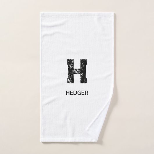 MINIMALISTISCHES SCHWARZES EIN-BUCHSTABEN-MONOGRAM HANDTUCH (Handtuch)