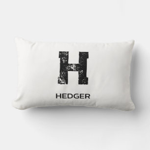 MINIMALISTISCHES SCHWARZES EIN-BUCHSTABEN-MONOGRAM LENDENKISSEN