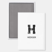 MINIMALISTISCHES SCHWARZES EIN-BUCHSTABEN-MONOGRAM MAGNET (Vorderseite/Rückseite)