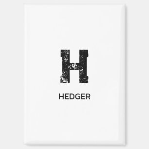 MINIMALISTISCHES SCHWARZES EIN-BUCHSTABEN-MONOGRAM MAGNET