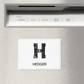 MINIMALISTISCHES SCHWARZES EIN-BUCHSTABEN-MONOGRAM MAGNET (In Situ (Geschirrspüler))