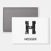 MINIMALISTISCHES SCHWARZES EIN-BUCHSTABEN-MONOGRAM MAGNET (Vorderseite/Rückseite)