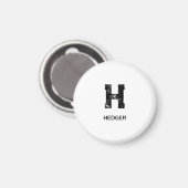 MINIMALISTISCHES SCHWARZES EIN-BUCHSTABEN-MONOGRAM MAGNET (Vorderseite/Rückseite)