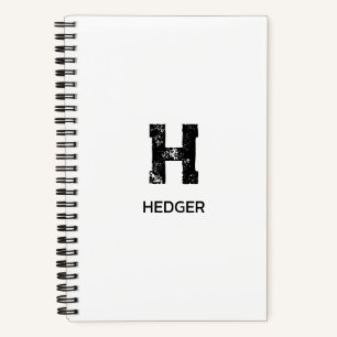 MINIMALISTISCHES SCHWARZES EIN-BUCHSTABEN-MONOGRAM NOTIZBLOCK