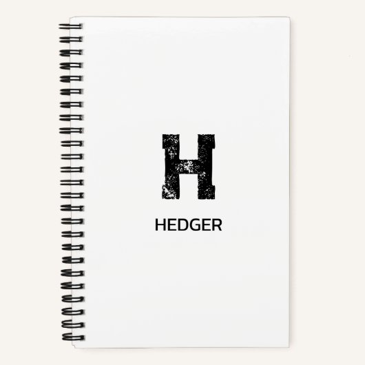MINIMALISTISCHES SCHWARZES EIN-BUCHSTABEN-MONOGRAM NOTIZBLOCK (Vorderseite)