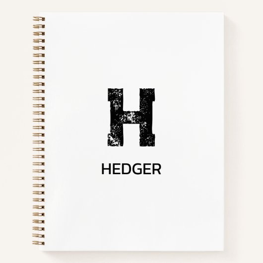 MINIMALISTISCHES SCHWARZES EIN-BUCHSTABEN-MONOGRAM NOTIZBLOCK (Vorderseite)