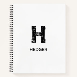 MINIMALISTISCHES SCHWARZES EIN-BUCHSTABEN-MONOGRAM NOTIZBLOCK