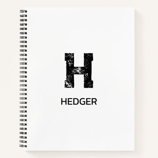 MINIMALISTISCHES SCHWARZES EIN-BUCHSTABEN-MONOGRAM NOTIZBLOCK (Vorderseite)