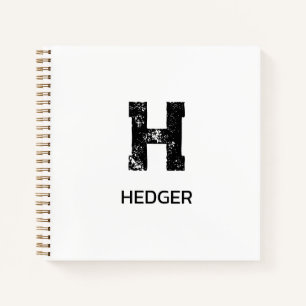 MINIMALISTISCHES SCHWARZES EIN-BUCHSTABEN-MONOGRAM NOTIZBLOCK