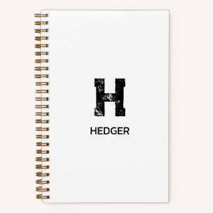 MINIMALISTISCHES SCHWARZES EIN-BUCHSTABEN-MONOGRAM NOTIZBLOCK