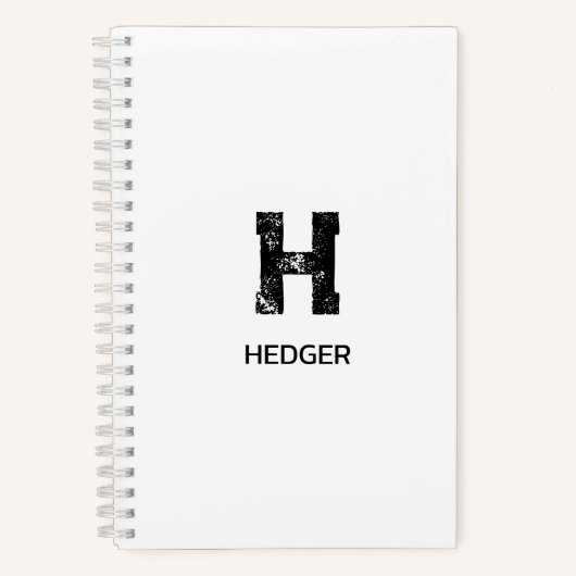 MINIMALISTISCHES SCHWARZES EIN-BUCHSTABEN-MONOGRAM NOTIZBLOCK (Vorderseite)