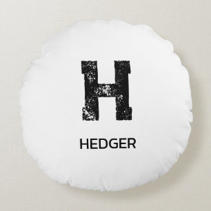 MINIMALISTISCHES SCHWARZES EIN-BUCHSTABEN-MONOGRAM RUNDES KISSEN