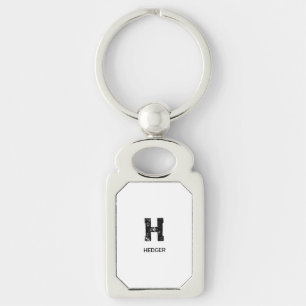MINIMALISTISCHES SCHWARZES EIN-BUCHSTABEN-MONOGRAM SCHLÜSSELANHÄNGER