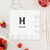 MINIMALISTISCHES SCHWARZES EIN-BUCHSTABEN-MONOGRAM SERVIETTE (Beispiel)