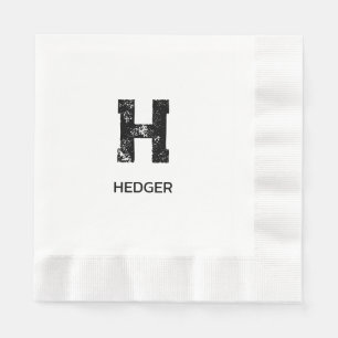 MINIMALISTISCHES SCHWARZES EIN-BUCHSTABEN-MONOGRAM SERVIETTE
