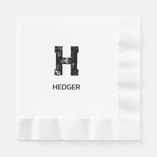 MINIMALISTISCHES SCHWARZES EIN-BUCHSTABEN-MONOGRAM SERVIETTE (Vorderseite)