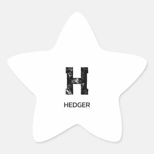 MINIMALISTISCHES SCHWARZES EIN-BUCHSTABEN-MONOGRAM Stern-Aufkleber (Vorderseite)