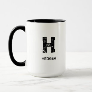 MINIMALISTISCHES SCHWARZES EIN-BUCHSTABEN-MONOGRAM TASSE